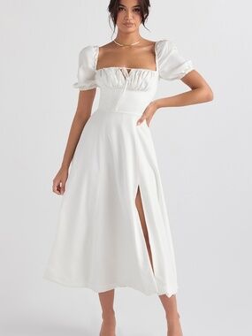 house of cb aiza dress cream House of CB - Aiza Cream Floral Print Maxi Dress